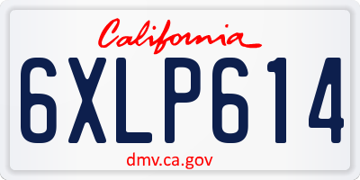 CA license plate 6XLP614