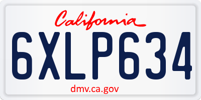 CA license plate 6XLP634