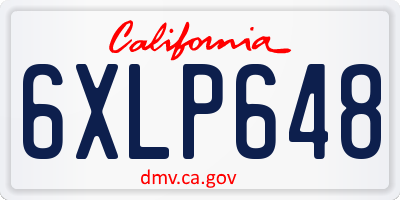 CA license plate 6XLP648