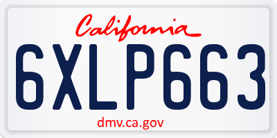 CA license plate 6XLP663