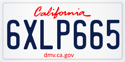 CA license plate 6XLP665