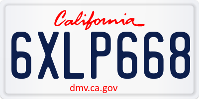 CA license plate 6XLP668