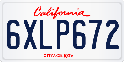 CA license plate 6XLP672