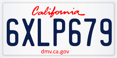 CA license plate 6XLP679