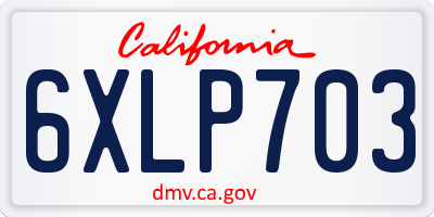 CA license plate 6XLP703