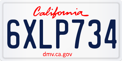 CA license plate 6XLP734