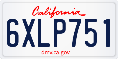 CA license plate 6XLP751
