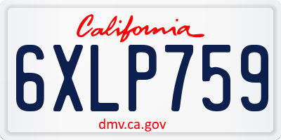 CA license plate 6XLP759