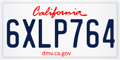 CA license plate 6XLP764
