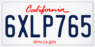 CA license plate 6XLP765