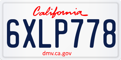 CA license plate 6XLP778