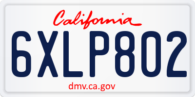 CA license plate 6XLP802