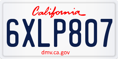 CA license plate 6XLP807