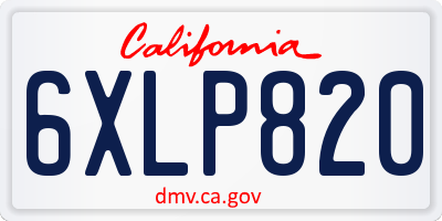 CA license plate 6XLP820