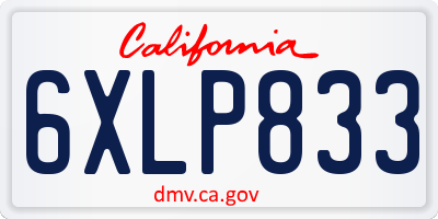 CA license plate 6XLP833