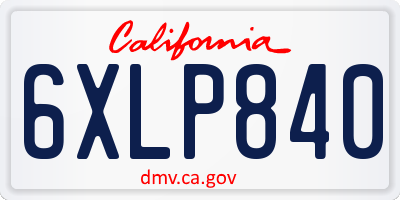 CA license plate 6XLP840