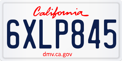 CA license plate 6XLP845