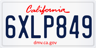 CA license plate 6XLP849