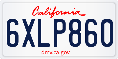 CA license plate 6XLP860