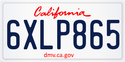 CA license plate 6XLP865