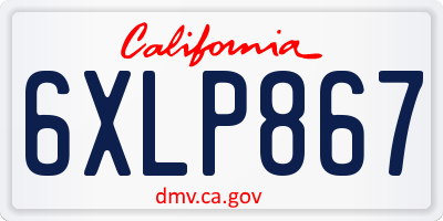CA license plate 6XLP867