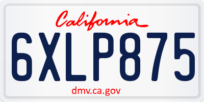 CA license plate 6XLP875