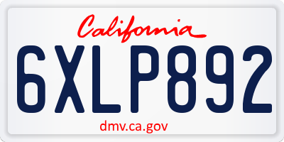 CA license plate 6XLP892