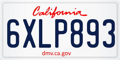 CA license plate 6XLP893