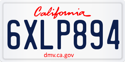CA license plate 6XLP894