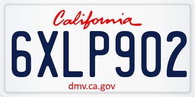CA license plate 6XLP902
