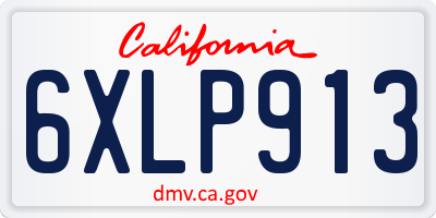 CA license plate 6XLP913