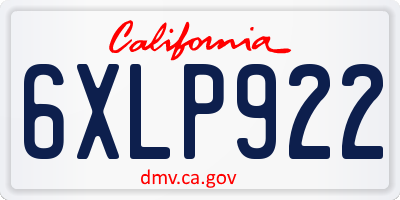CA license plate 6XLP922