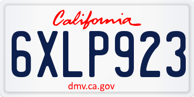CA license plate 6XLP923