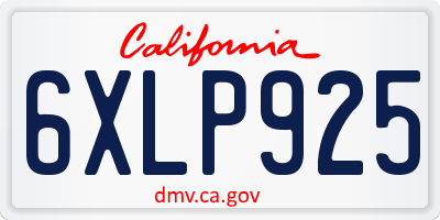 CA license plate 6XLP925