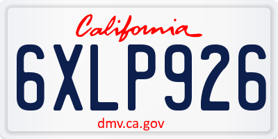 CA license plate 6XLP926
