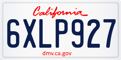 CA license plate 6XLP927