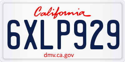 CA license plate 6XLP929