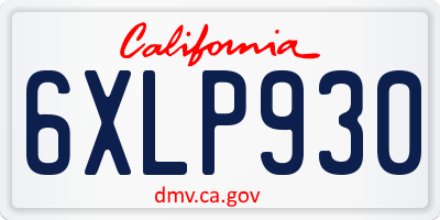 CA license plate 6XLP930