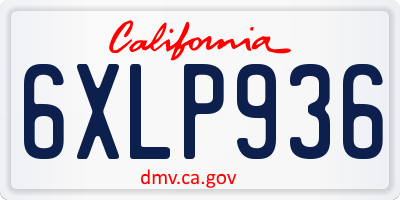 CA license plate 6XLP936