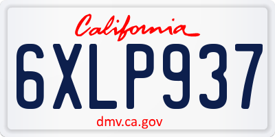 CA license plate 6XLP937