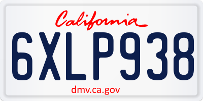 CA license plate 6XLP938