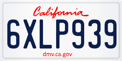 CA license plate 6XLP939