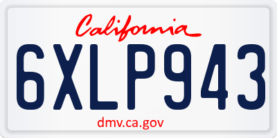 CA license plate 6XLP943