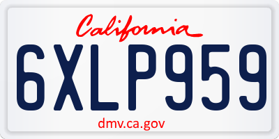 CA license plate 6XLP959