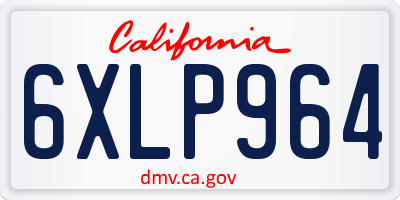 CA license plate 6XLP964