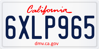 CA license plate 6XLP965