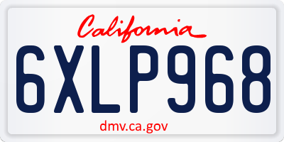 CA license plate 6XLP968