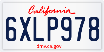 CA license plate 6XLP978