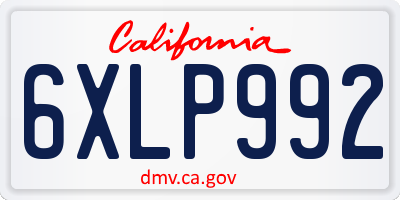 CA license plate 6XLP992