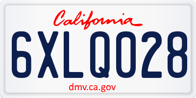 CA license plate 6XLQ028